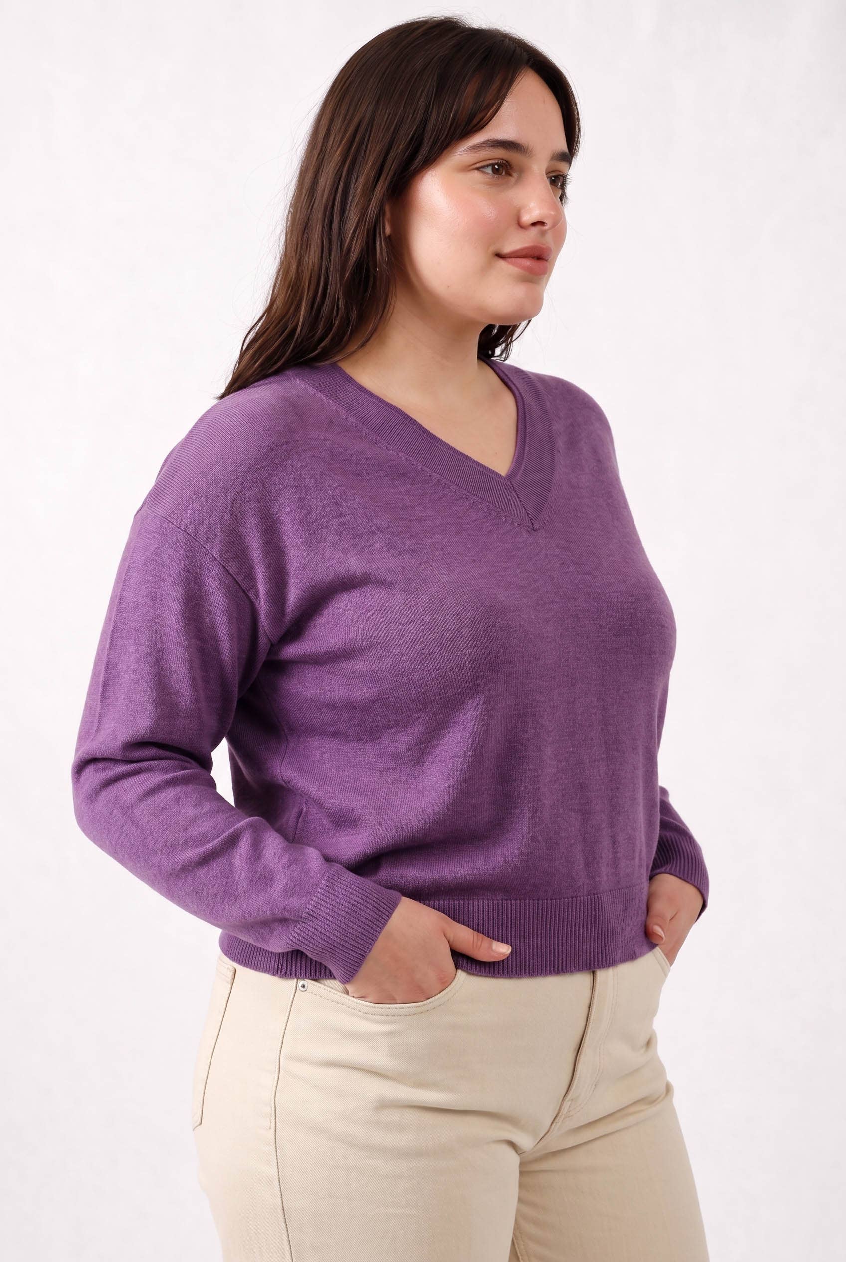 Be Cool - [PLUS] WOOL BLENDED LAYER LOOK NECK RIB  SWEATER