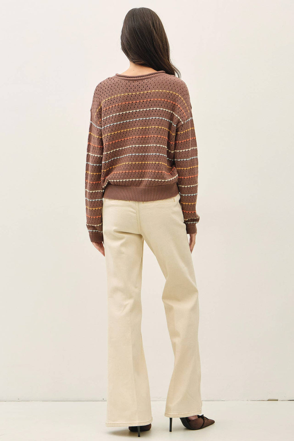Be Cool - MULTICOLORED STRIPES CROCHET SWEATER