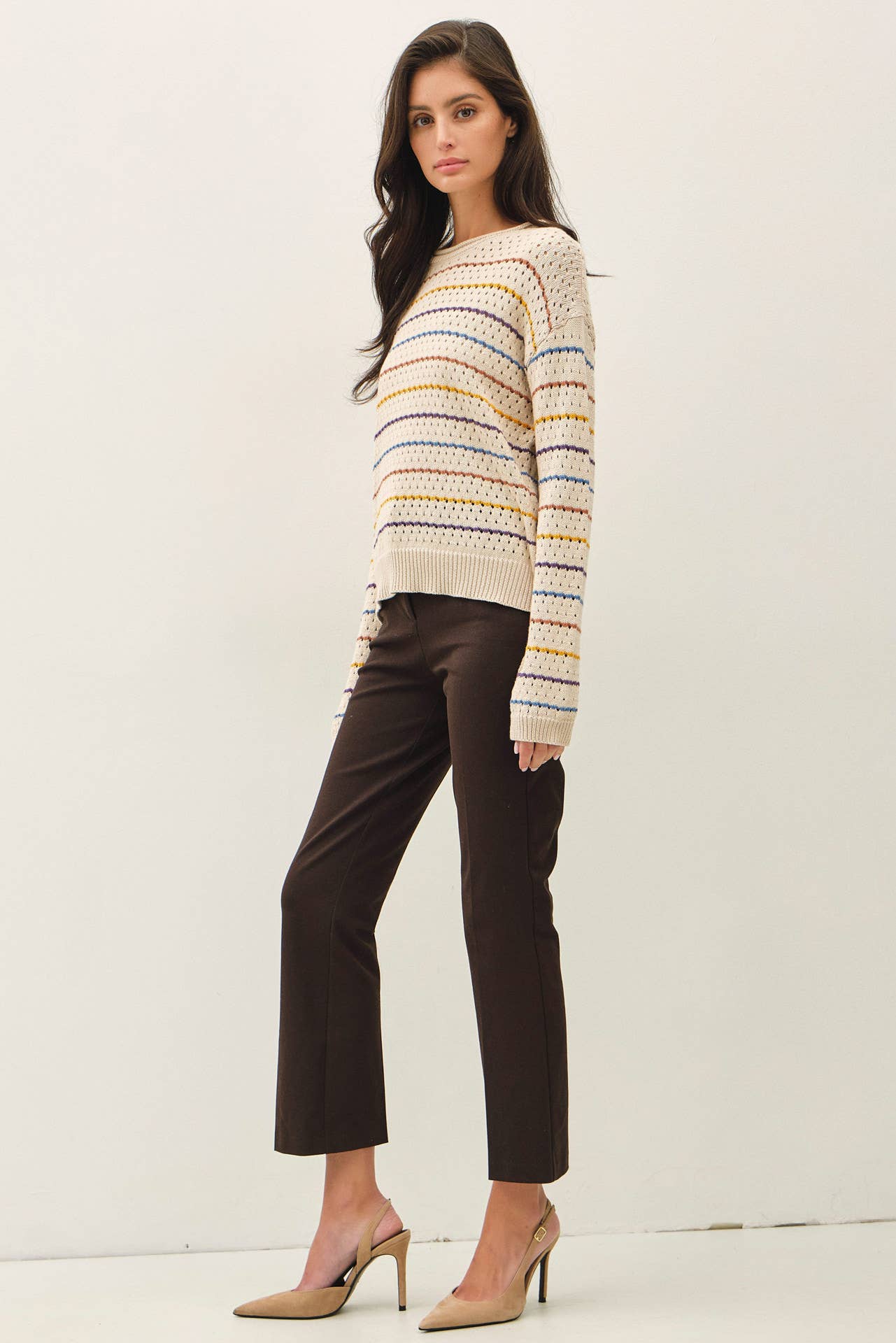 Be Cool - MULTICOLORED STRIPES CROCHET SWEATER