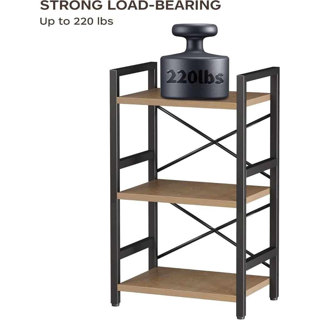 ShipItFurniture - 3 Tier Industrial Metal Bookcase Rustic Etagere Shelf Light Coffee