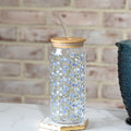 Floral Glass Drink Cup w/Straw