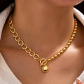 Mixed Link & Round Bead Necklace | 25N380