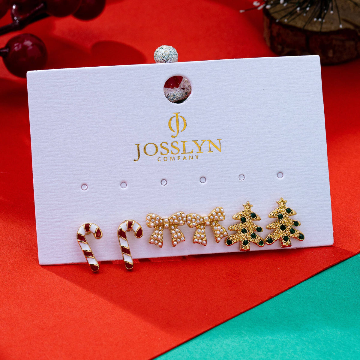 Candy Cane Tree Bow Earrings | 80E63267