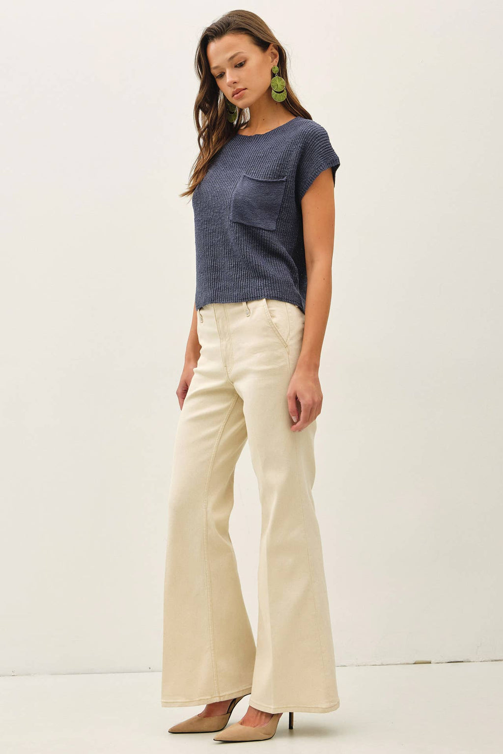 Be Cool - [NEW COLOR] PATCH POCKET DOLMAN CAP SLEEVE BOXY KNIT