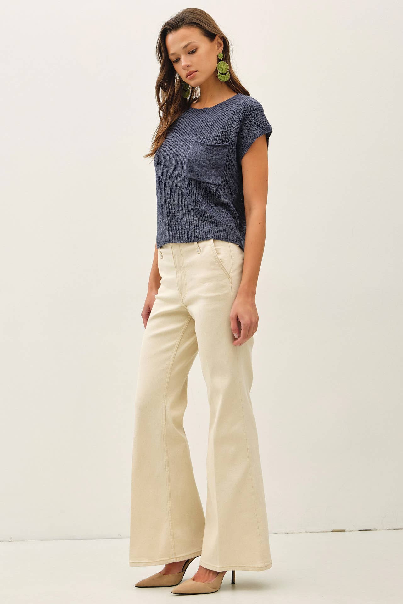 Be Cool - [NEW COLOR] PATCH POCKET DOLMAN CAP SLEEVE BOXY KNIT