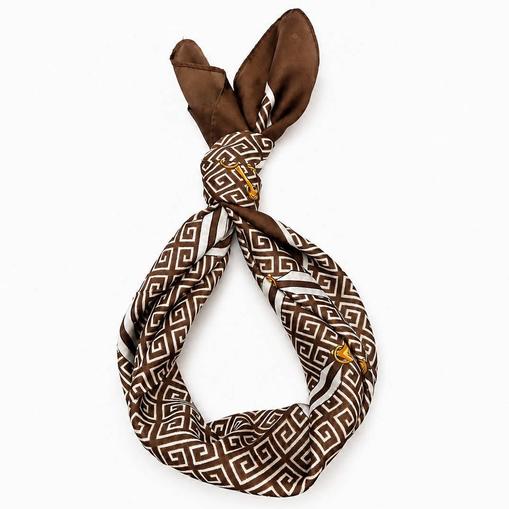 Geometric Silk Satin Shawl Scarf | 40SC733