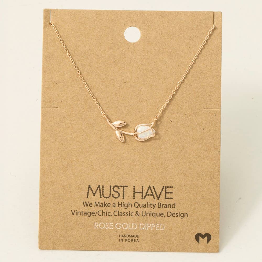 Gold Dipped Dainty Tulip Pendant Necklace