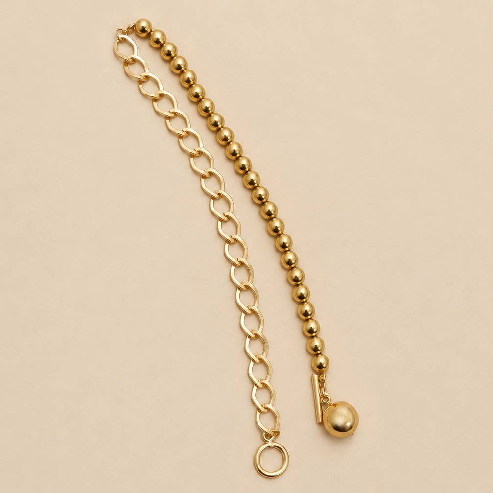 Mixed Link & Round Bead Necklace | 25N380