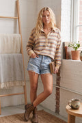 Sewn and Seen - Oversized Striped Lightweight Polo Top