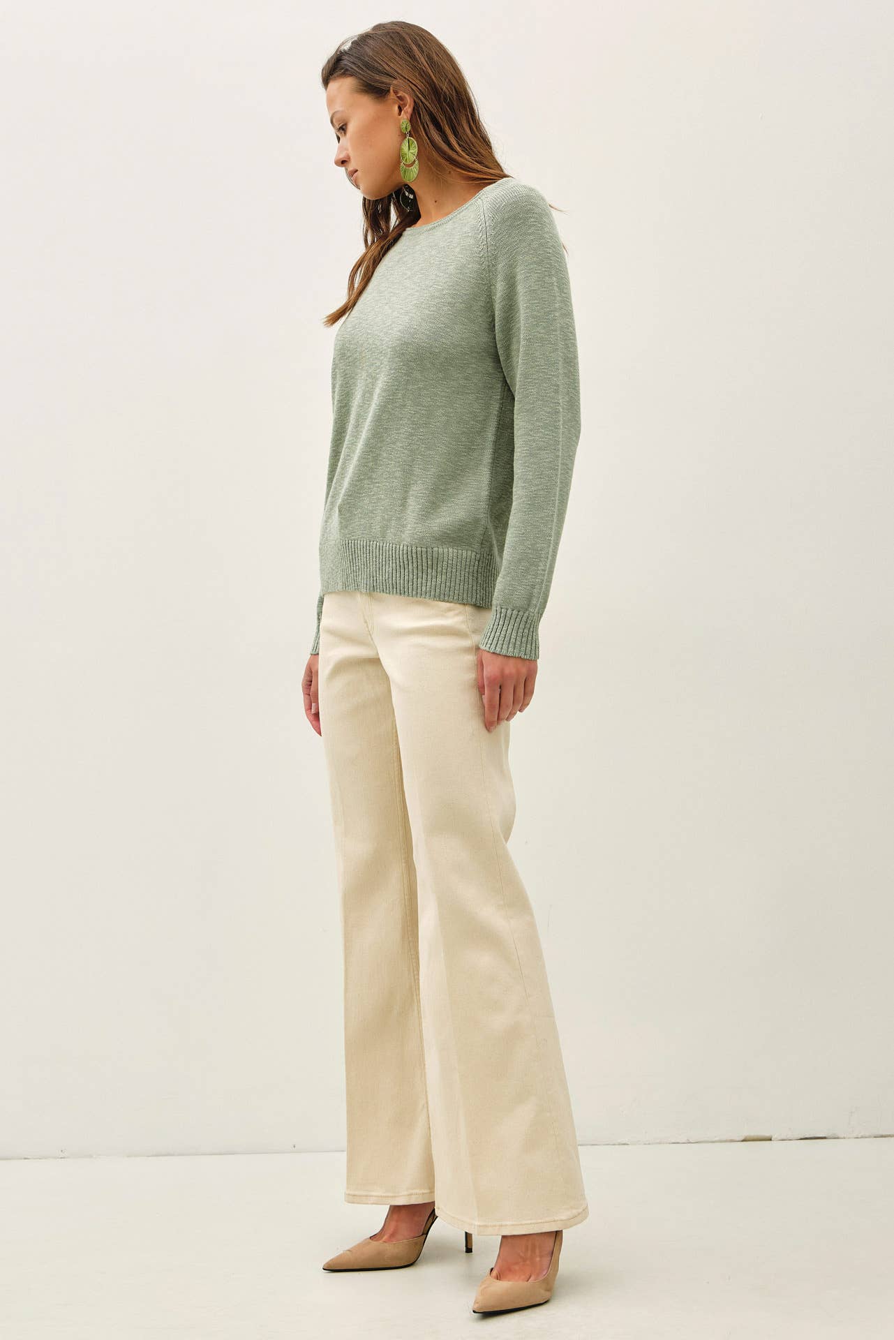 Be Cool - [NEW SHADE]RAGLAN SLEEVE SLUB PULLOVER SWEATER