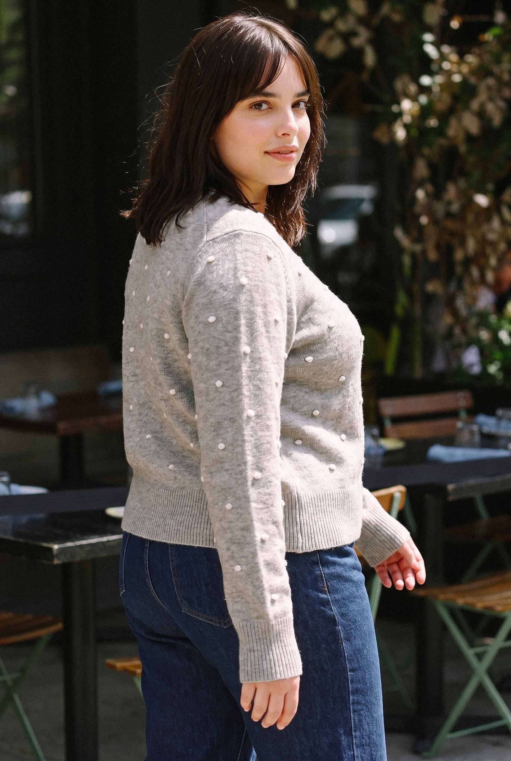 Be Cool - [PLUS] COZY DOTTED KNIT CREWNECK SWEATER