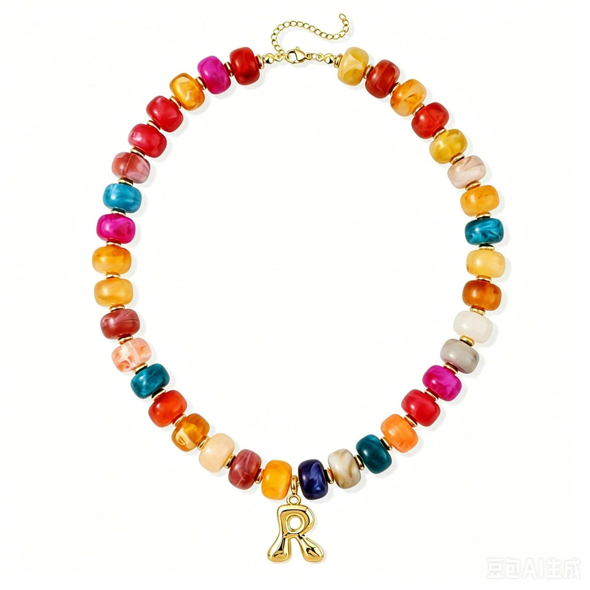 Beaded Initial Charm Necklace| 40NK9655