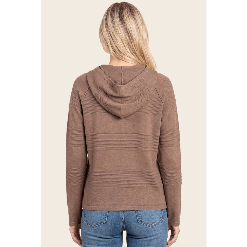 STACCATO - TEXTURE STRIPED HOODIE SWEATER