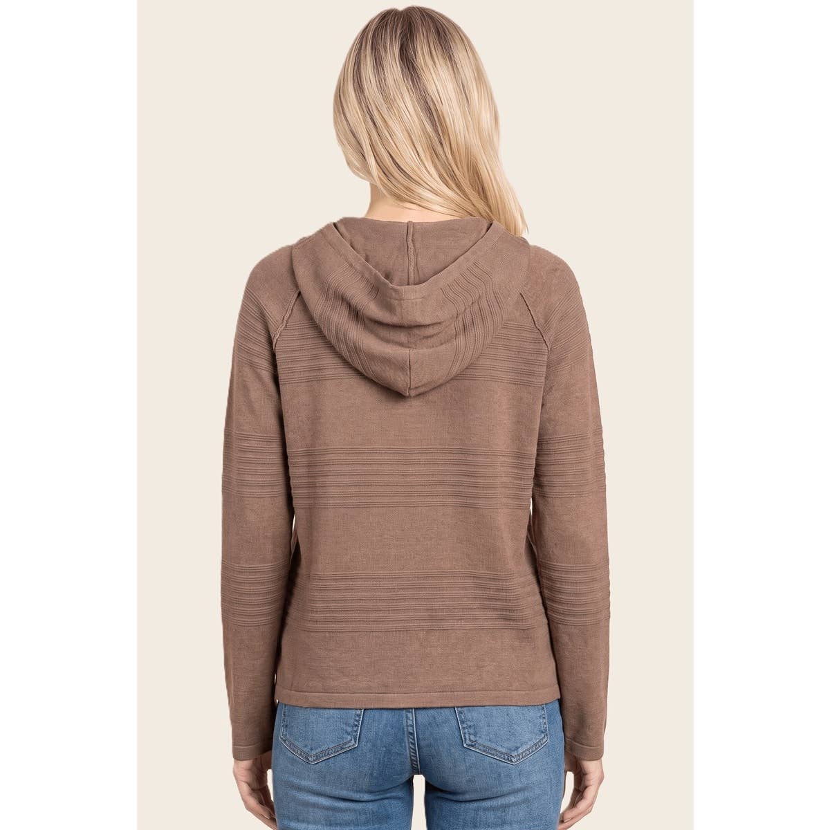 STACCATO - TEXTURE STRIPED HOODIE SWEATER