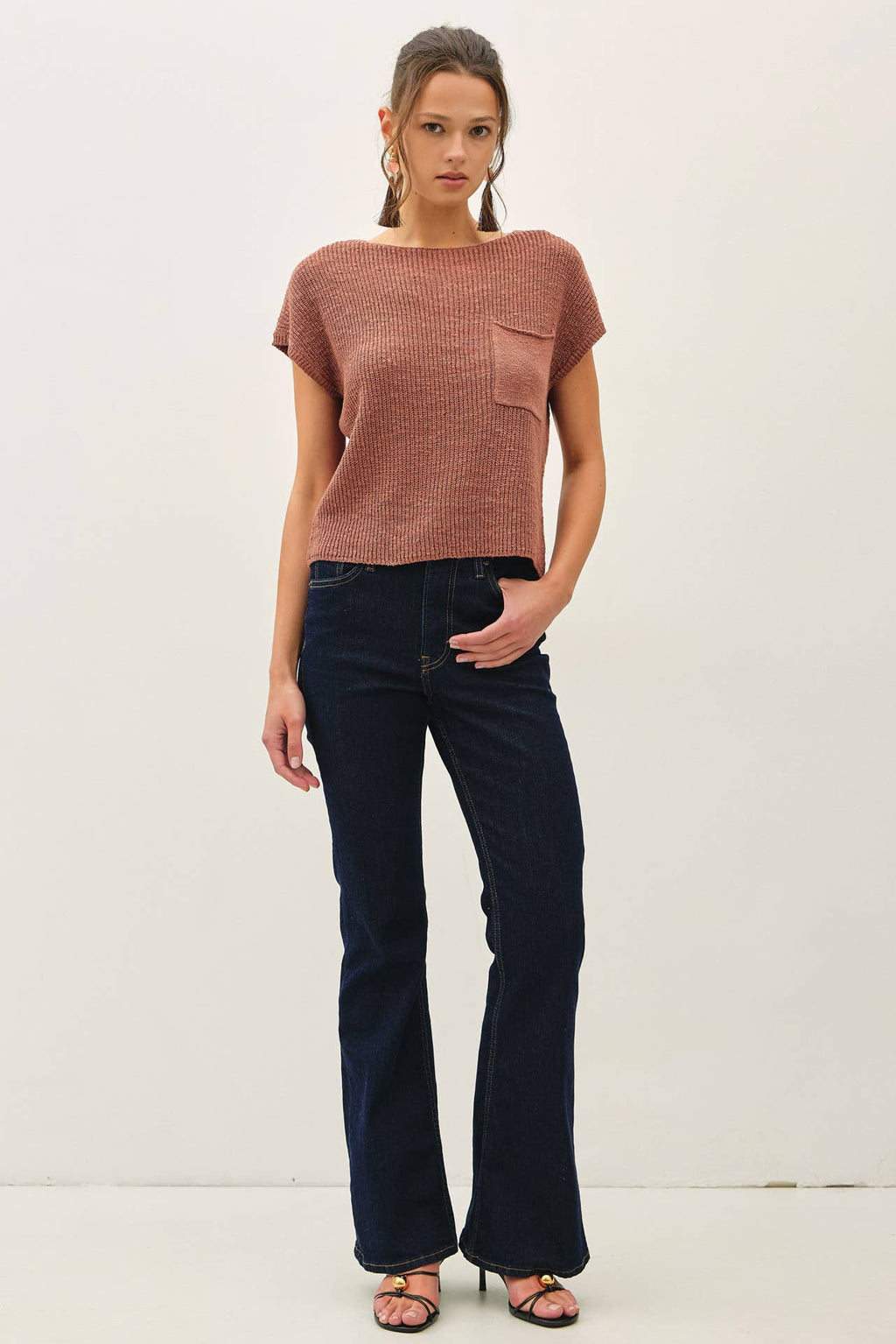 Be Cool - [NEW COLOR] PATCH POCKET DOLMAN CAP SLEEVE BOXY KNIT