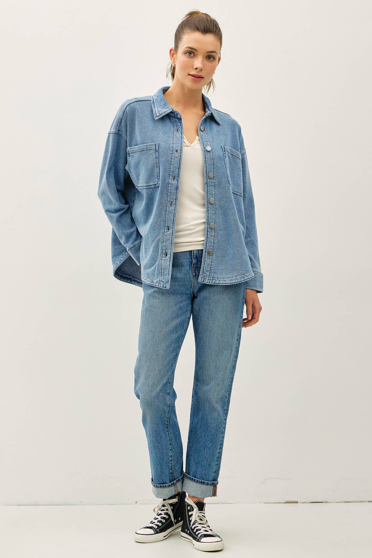 Be Cool - [NEW SHADED]GARMENT-DYE COTTON FLEECE OVERSIZED SHACKET