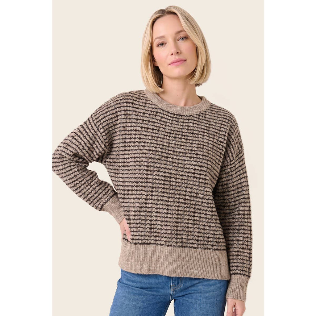 STACCATO - WAFFLE TEXTURE STRIPED SWEATER