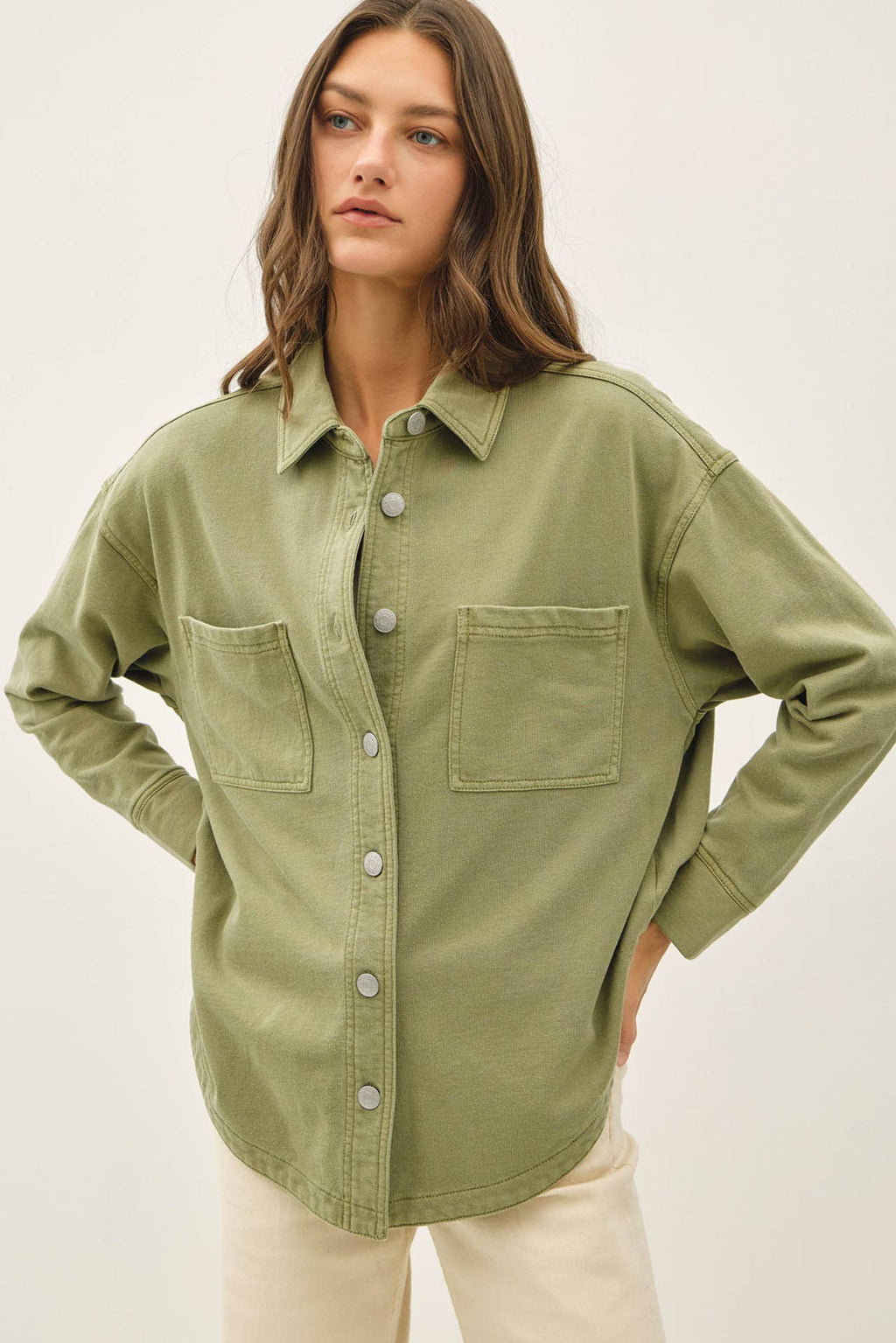 Be Cool - [NEW SHADED]GARMENT-DYE COTTON FLEECE OVERSIZED SHACKET