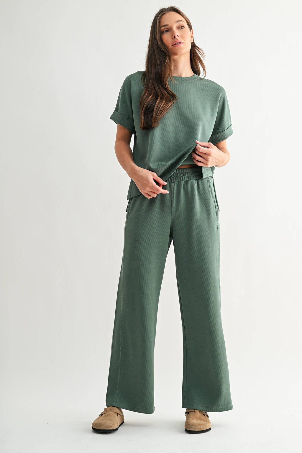 Mono B - Luxe Sand Wash Rib Lounge Tee