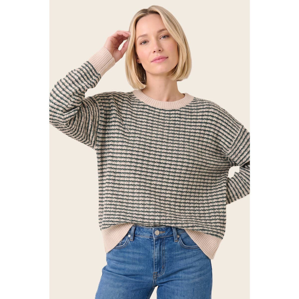 STACCATO - WAFFLE TEXTURE STRIPED SWEATER