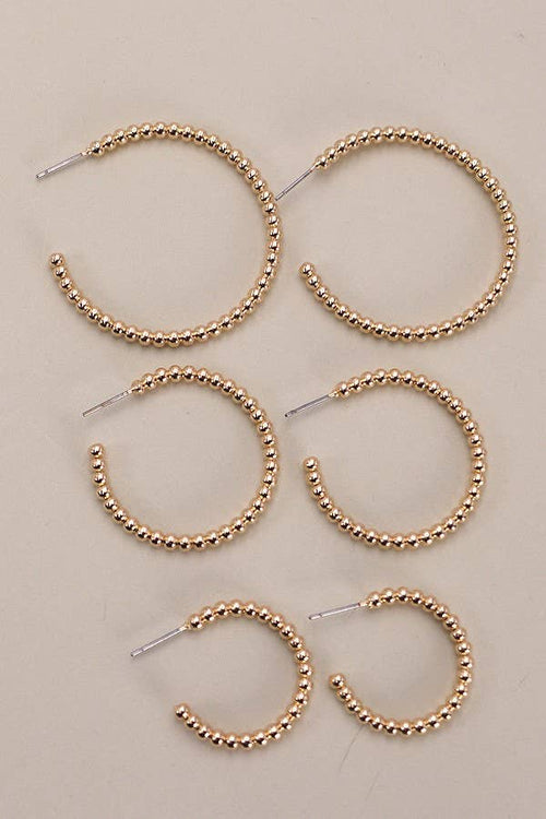 BALL HOOP TRIO IN 3 SIZE EARRINGS