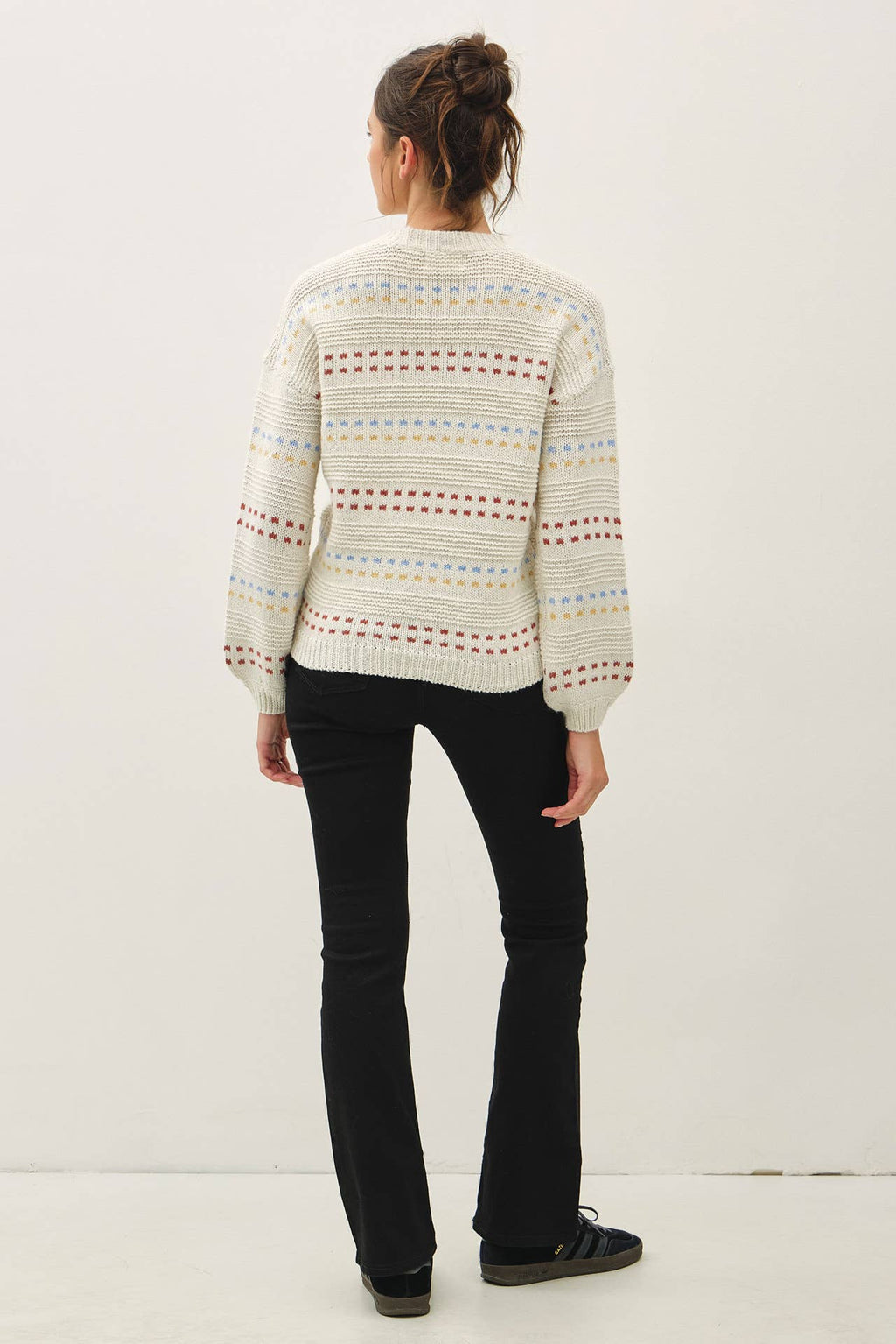 JACQUARD VOLUME SLEEVE SWEATER