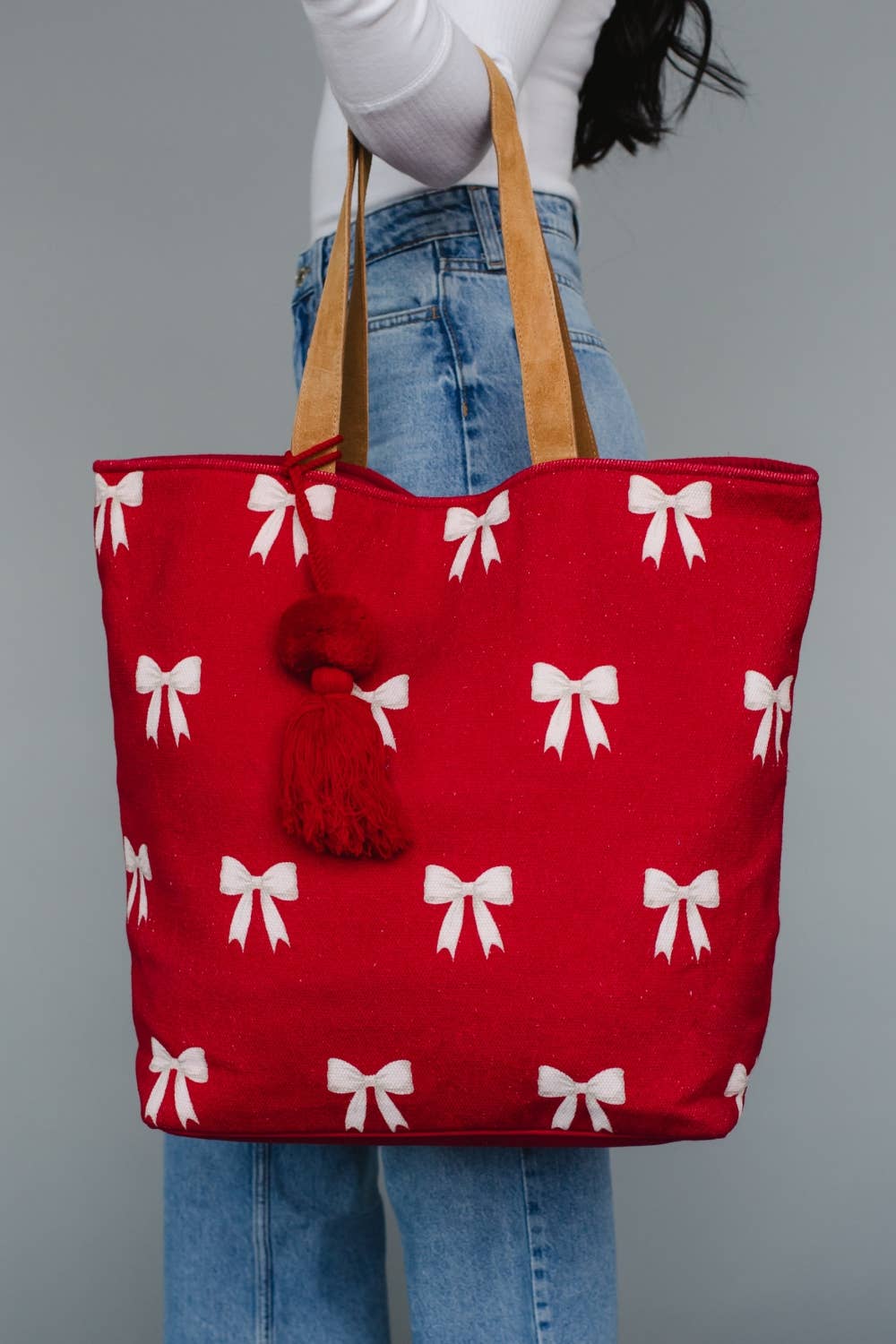 Panache Apparel Co. - Red & White Bow Tote