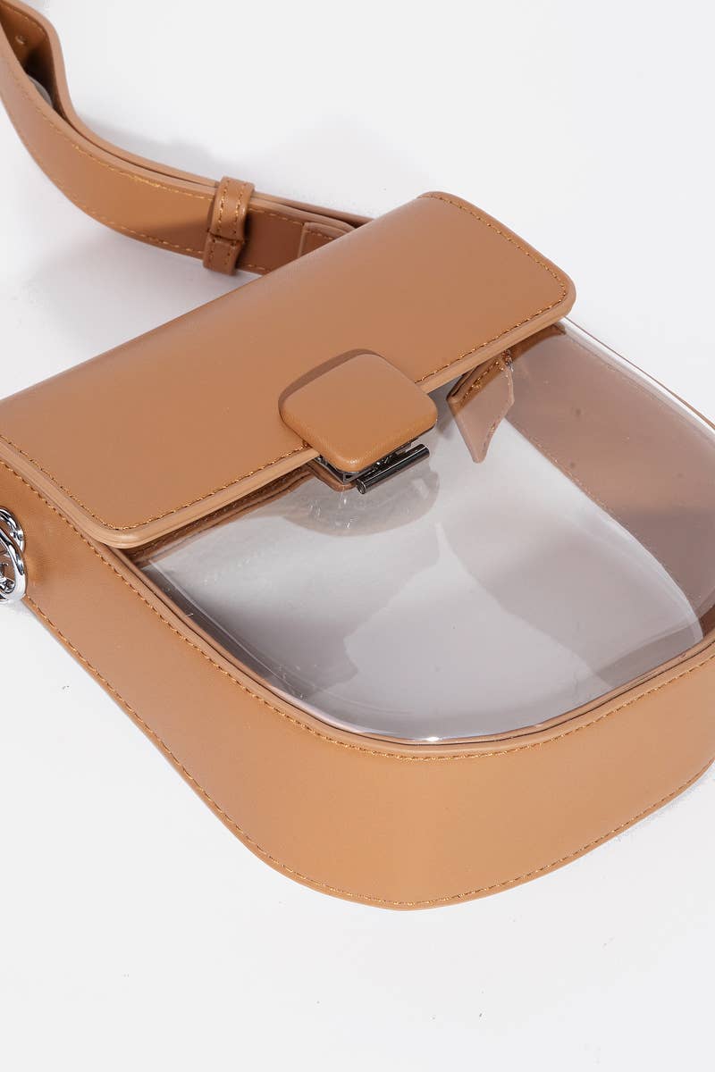Leather Clear Crossbody Bag