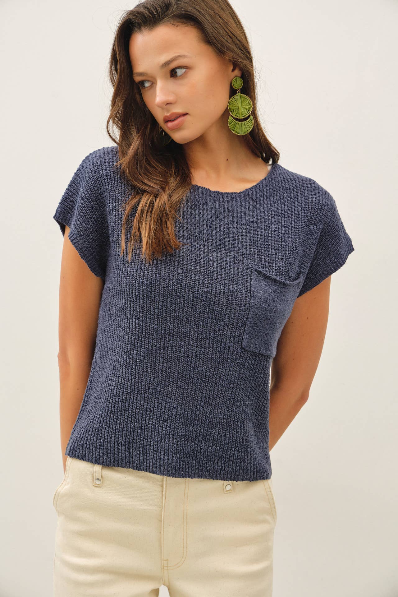 Be Cool - [NEW COLOR] PATCH POCKET DOLMAN CAP SLEEVE BOXY KNIT