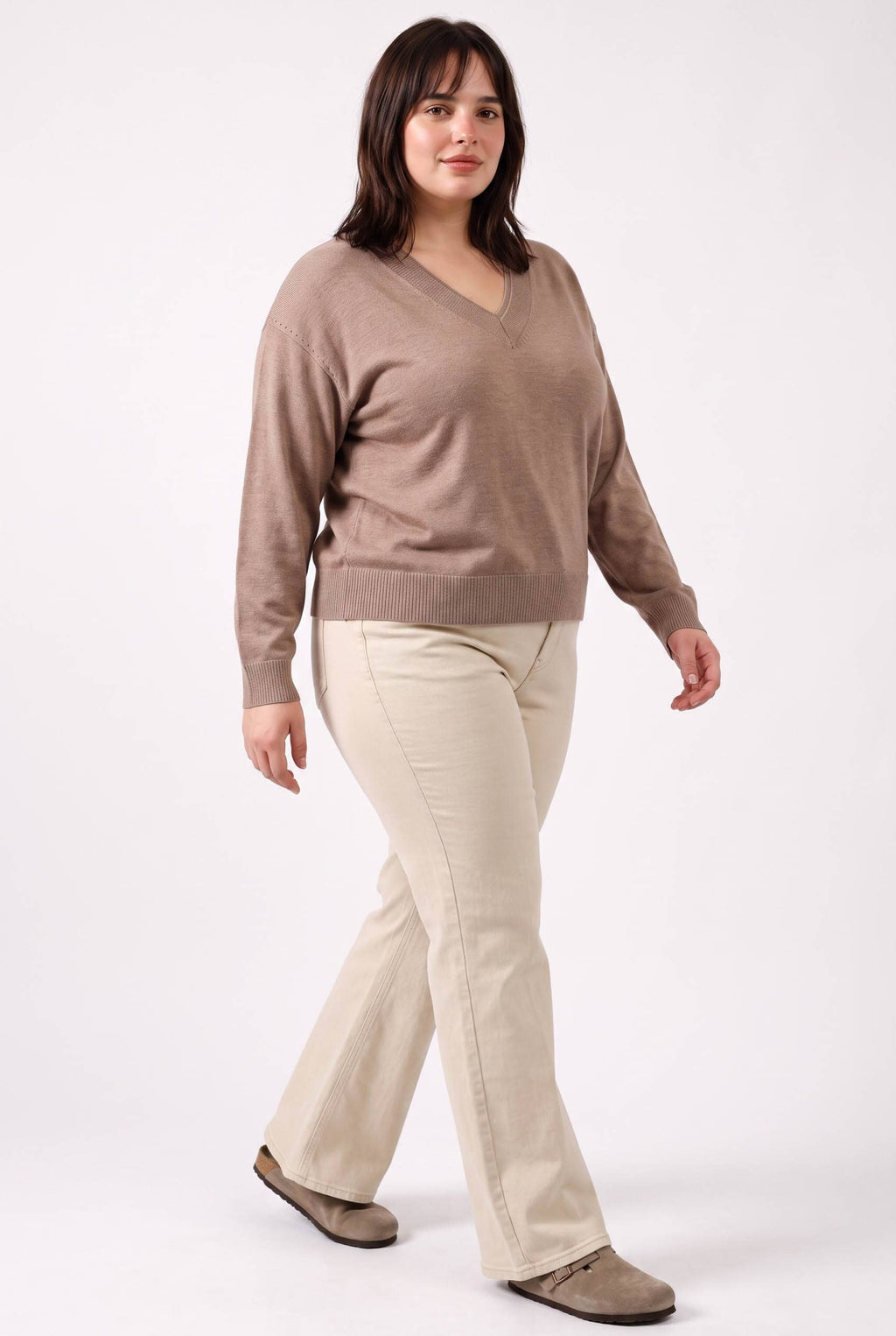 Be Cool - [PLUS] WOOL BLENDED LAYER LOOK NECK RIB  SWEATER