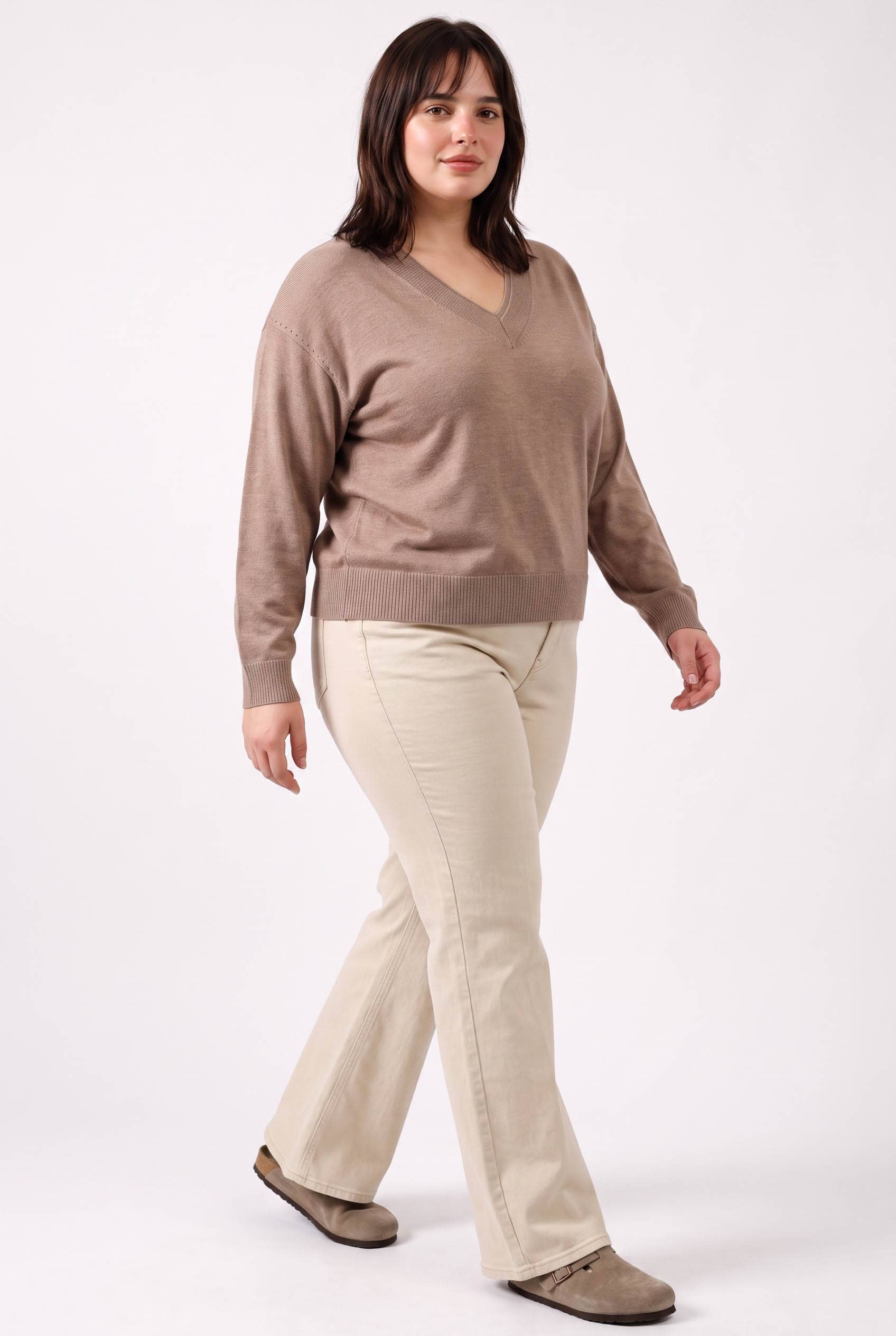 Be Cool - [PLUS] WOOL BLENDED LAYER LOOK NECK RIB  SWEATER