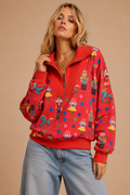 J.NNA - Nutcracker Print Quarter-Zip Sweatshirt
