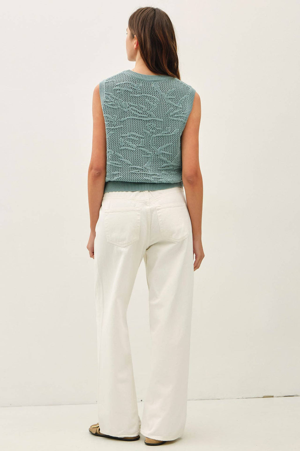 Floral Pattern Sleeveless Sweater
