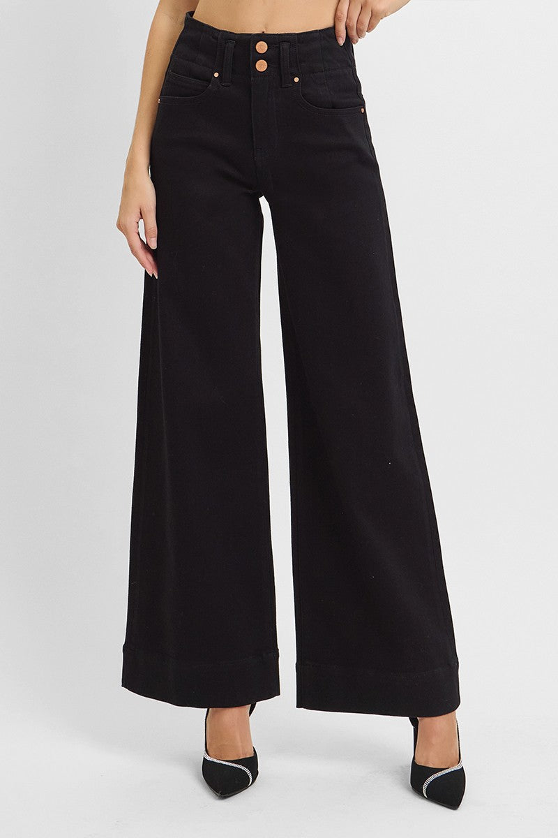 Risen Double Button Pants- Black