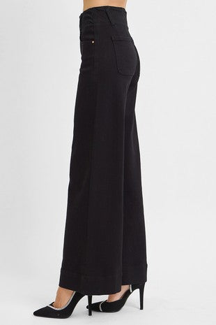 Risen Double Button Pants- Black