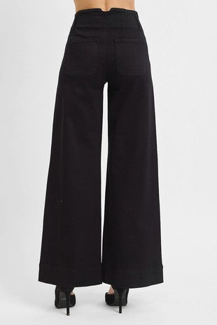 Risen Double Button Pants- Black