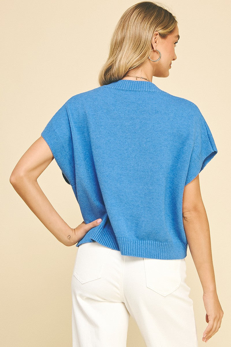 V-neck Cap Sleeve Sweater