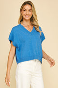 V-neck Cap Sleeve Sweater
