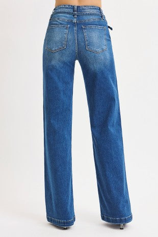 Risen Wide Leg Belted Jeans 21361