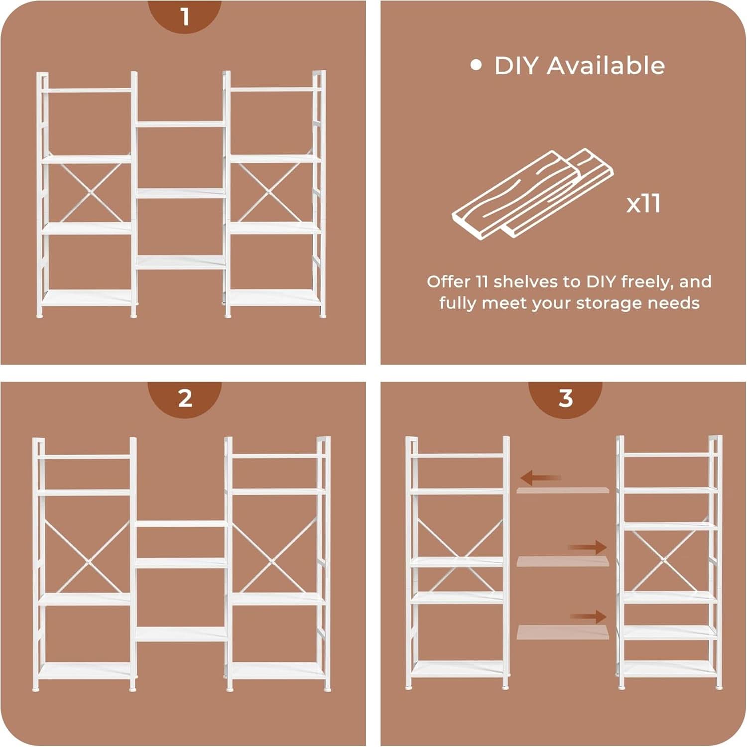 ShipItFurniture - White 11 Shelf Open Display Bookcase For Home Office