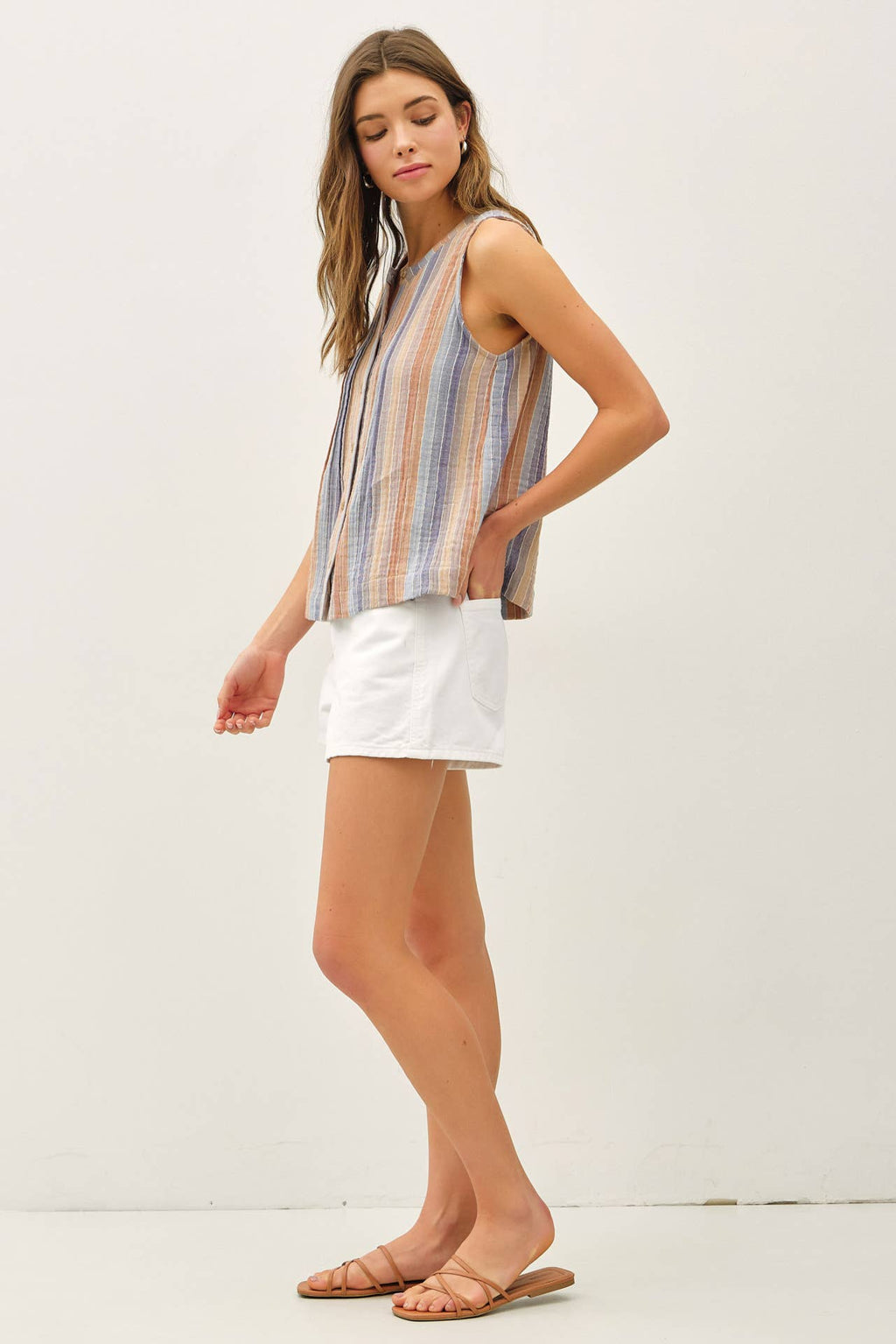 STRIPED GAUZE TOP