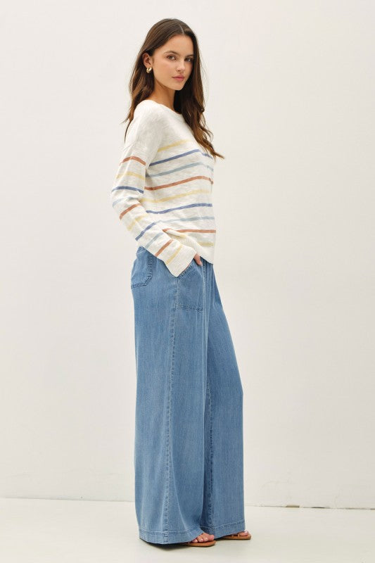 Multi Color Slub Sweater Top