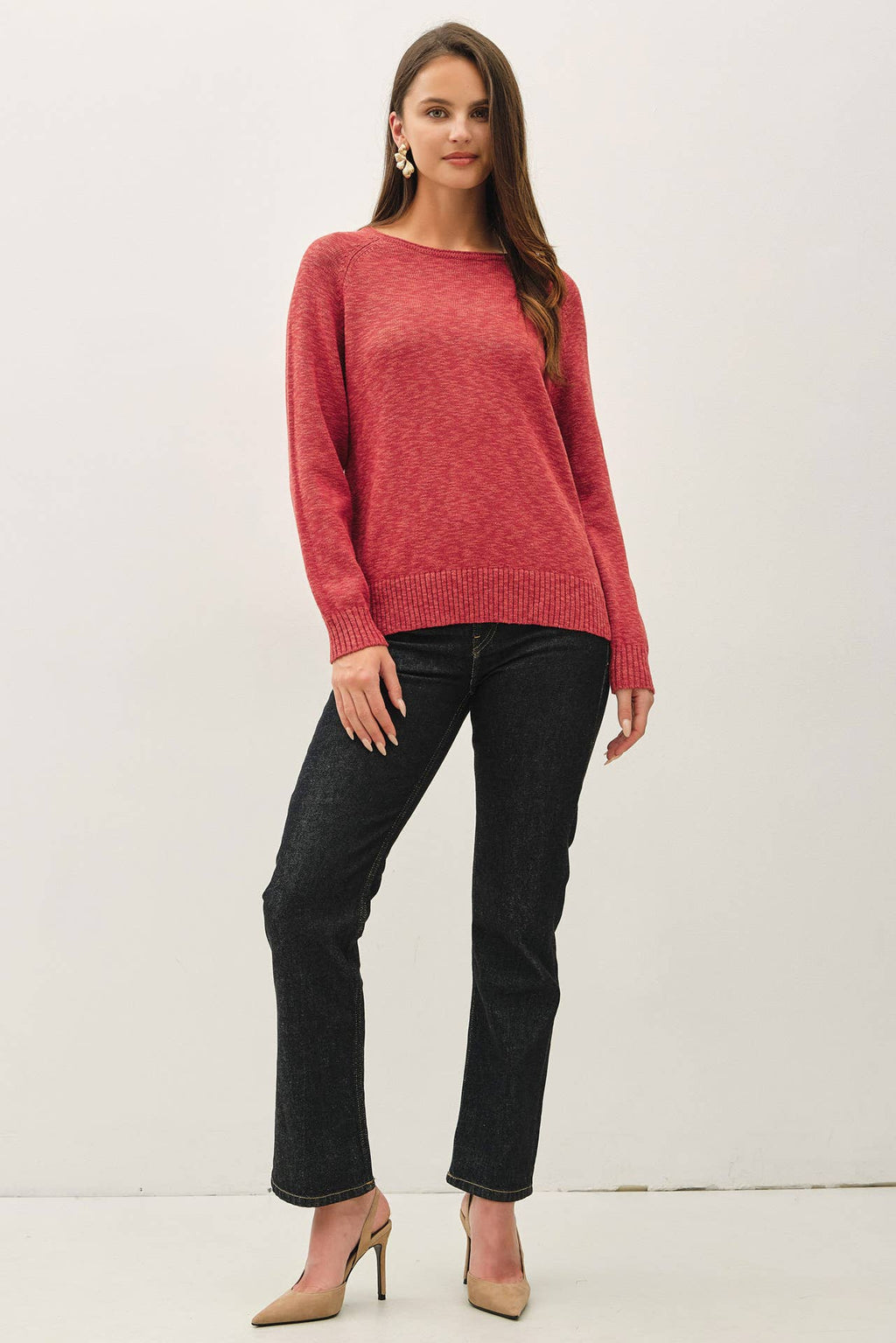 Be Cool - [NEW SHADE]RAGLAN SLEEVE SLUB PULLOVER SWEATER