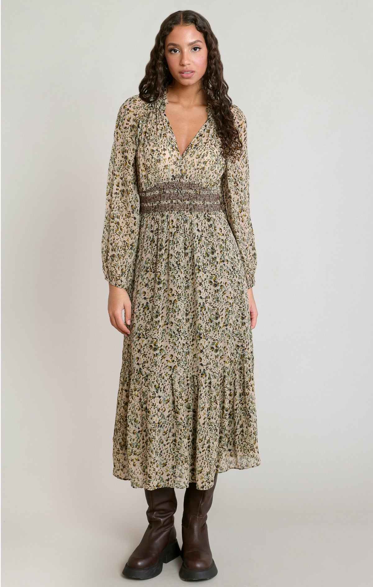Ecru Leopard Dress in Ecru Leopard