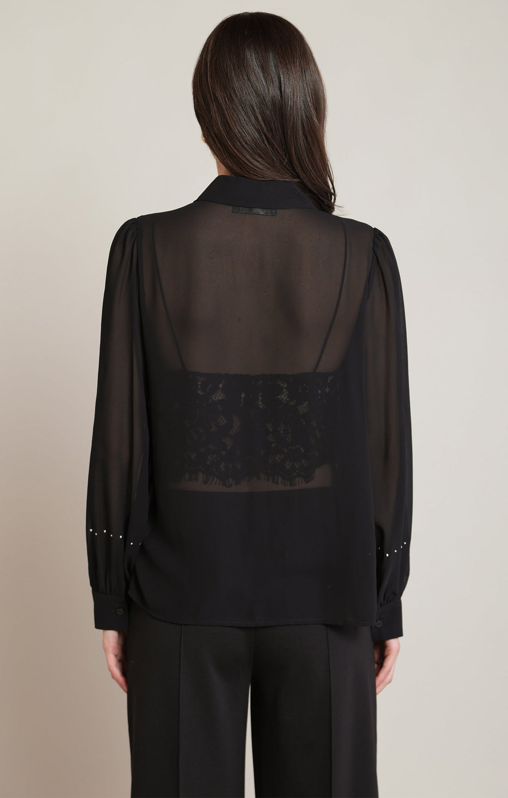Black Long Sleeve Blouse in Black