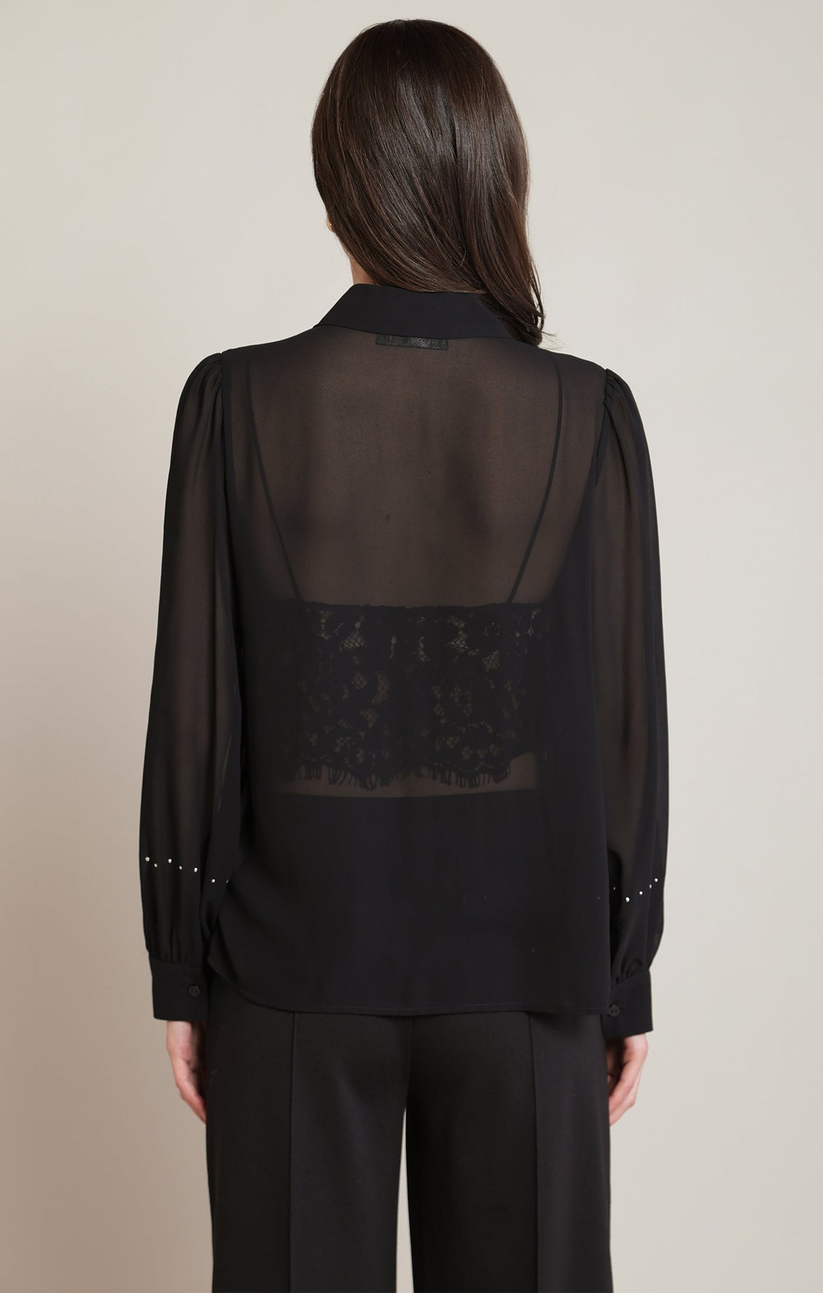 Black Long Sleeve Blouse in Black