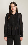 Black Long Sleeve Blouse in Black