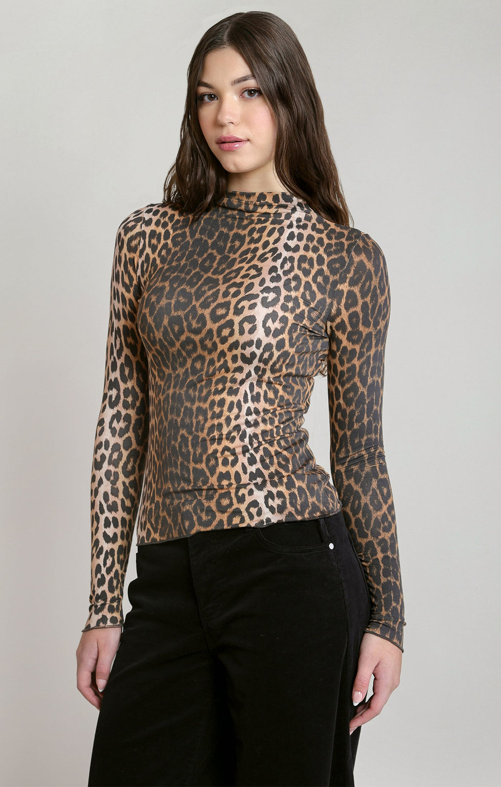 Leopard Mock Neck Top in Leopard