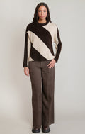 Brown & Oat Diagonal Stripe Sweater in Brown/Oat Stripe