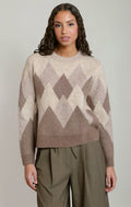 Oatmeal & Brown Argyle Sweater in Oatmeal/Brown